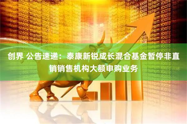 创界 公告速递：泰康新锐成长混合基金暂停非直销销售机构大额申购业务